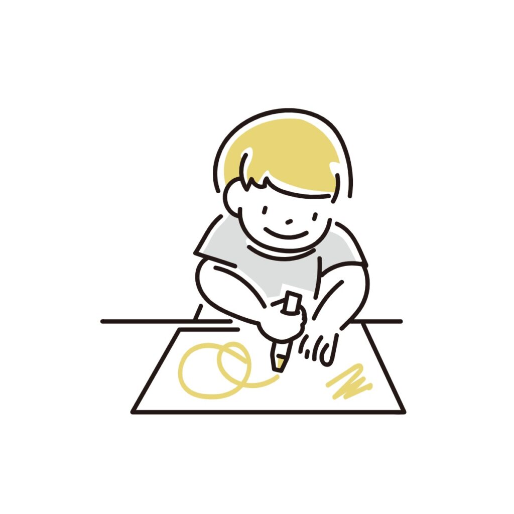 Illustration of a child drawing.